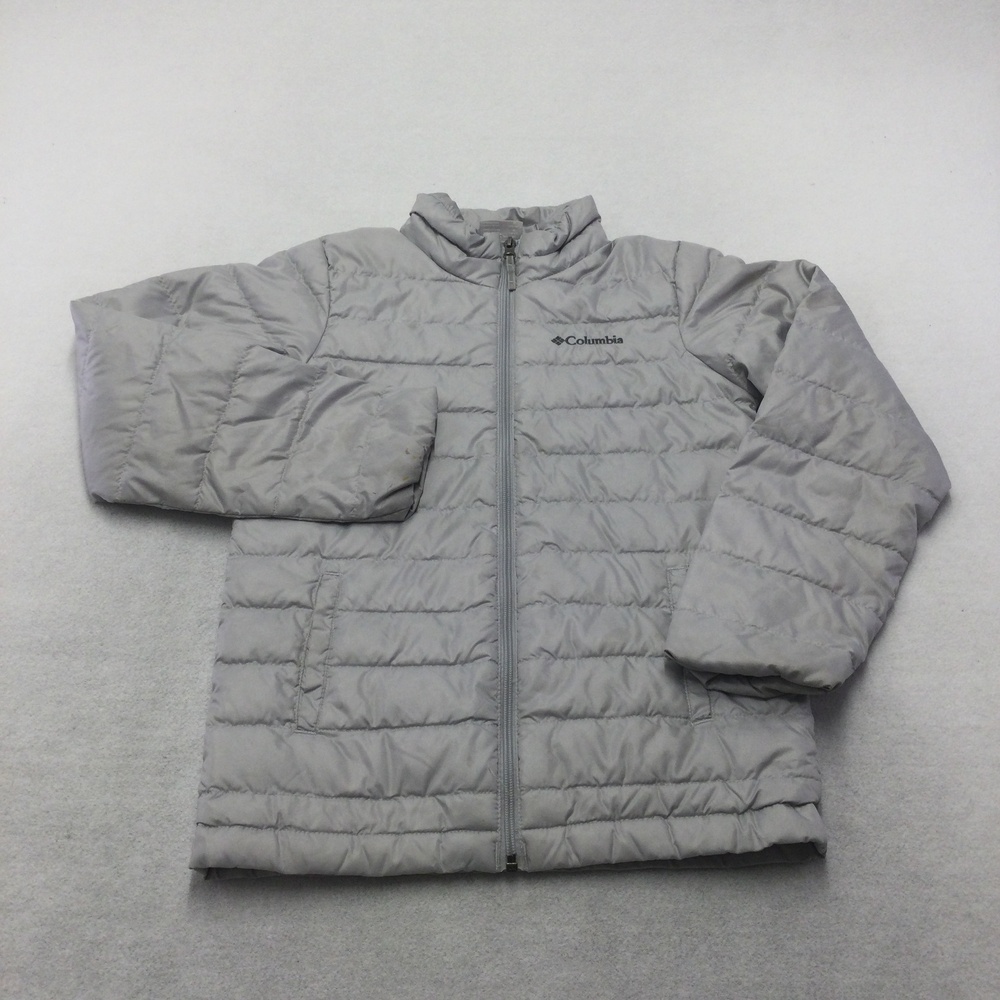 Columbia Jacket Youth Medium 10/12 Gray Puffer Down Zip Insulated Winter Coat